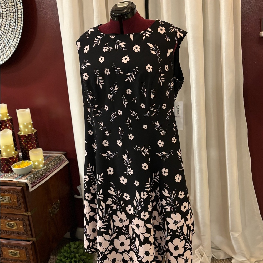 Black and White Ruffled Midi A-Line Dress for Wedding Guest